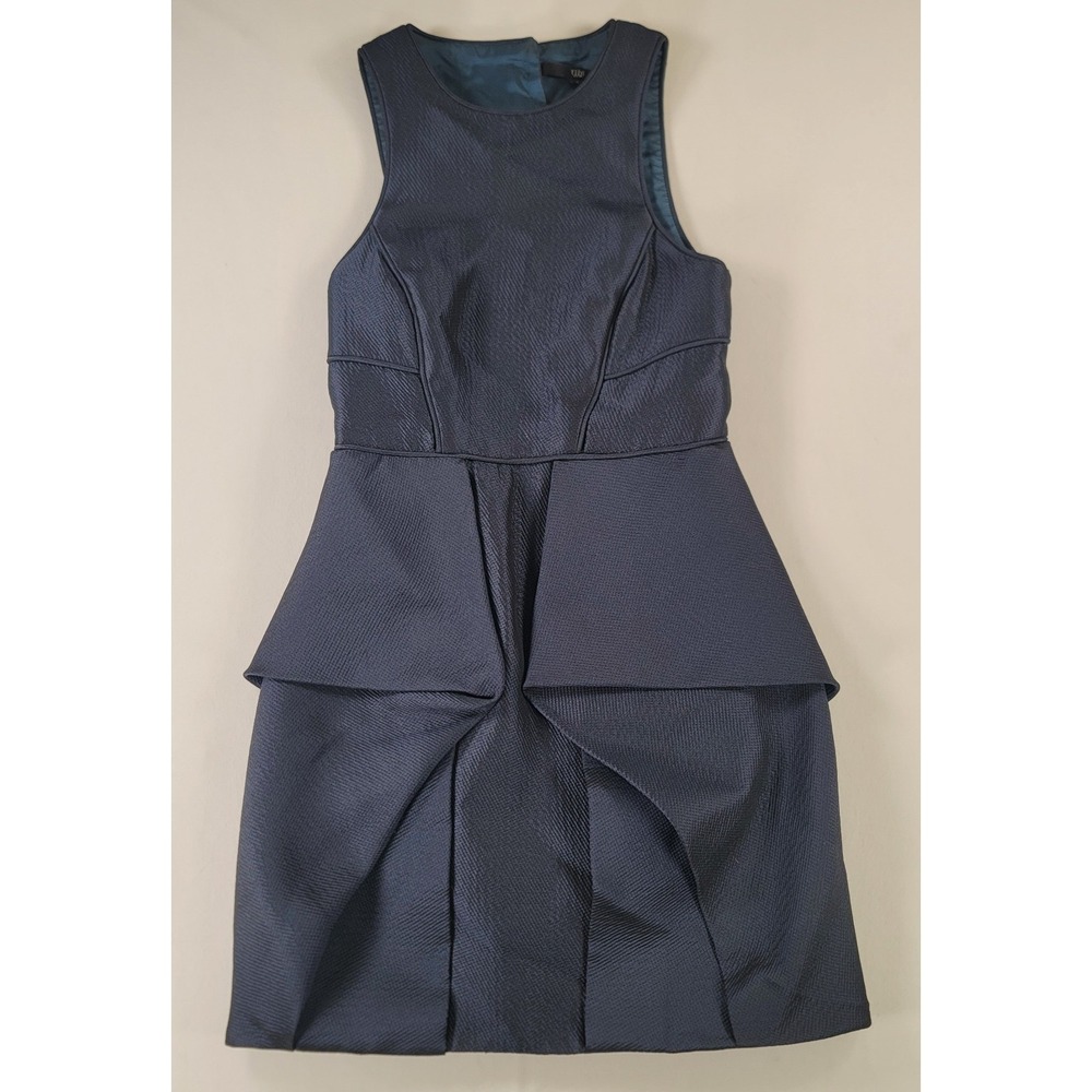 Tibi Navy Blue Open Back Pleated Fit & Flare Cocktail Dress Size 0
